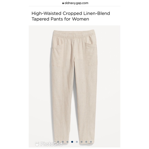 Old Navy High-Waisted Cropped Linen-Blend Tapered Pants in Flax Linen M - Picture 8 of 8